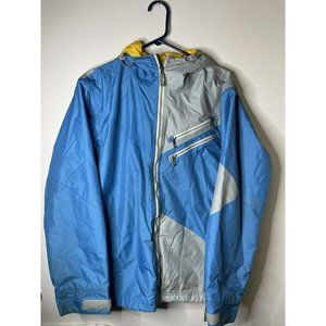 SIMS Mens Small Ultimate Equipment Ski Snow Jacket Coat Hooded Yellow Blue EUC